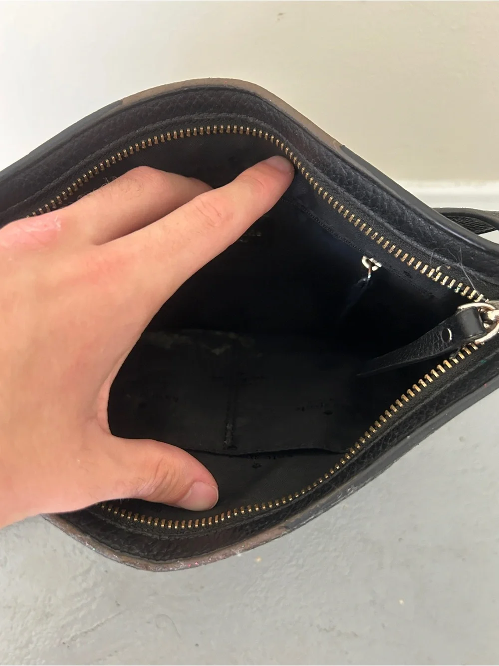 kate spade Black Pebbled Leather Messenger Bag